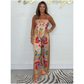 🔥Nieuw binnen - 50% korting💝Dames set: Exotische top met spaghettibandjes en print & losse broek (2-delig)