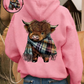 🎄🎅KERSTUITVERKOOP 50% KORTING!!🎁Leuke Highland Cow Cozy Fleece-gevoerde hoodie met capuchon🦬
