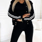 Vrouwen's drie - stukken set met baseballjacket en broeken