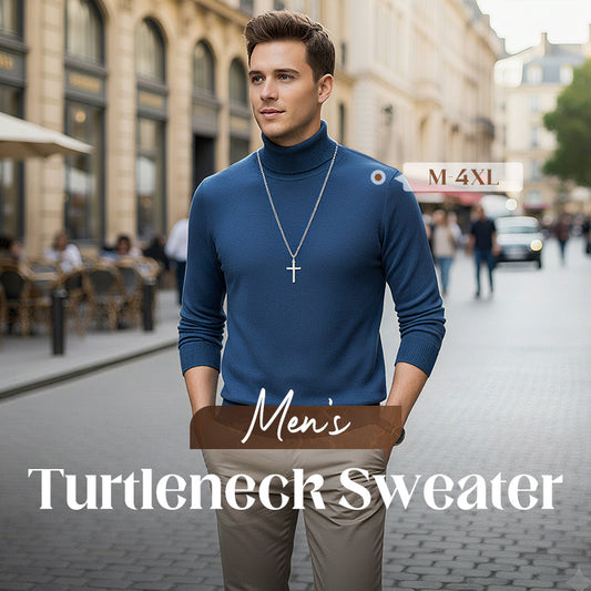 🔥Suéter de cuello alto premium de color liso para hombre con 50 % de descuento