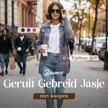 ⏳Tijdelijke aanbieding⏰Geruite jas met knopen voor dames👔