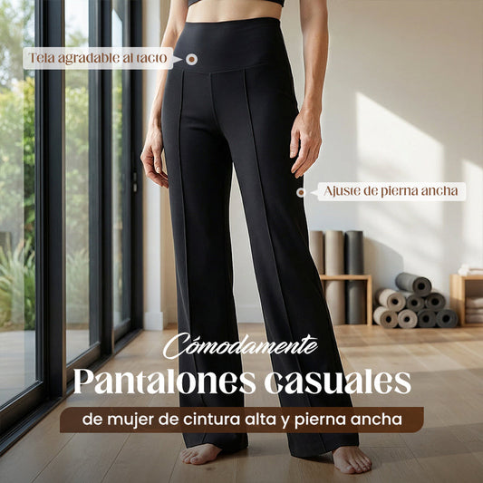 👖 Pantalones holgados de cintura alta – rectos, versátiles y con tejido elástico cómodo | Bolsillos prácticos para trabajo, paseos y casa
