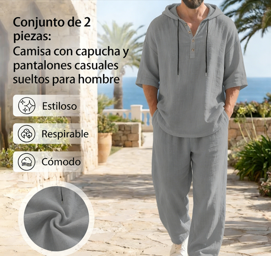 👕 Conjunto de Lino Holgado para Hombre – Disponible en 8 Colores, Comodidad y Estilo para Todos los Días 🌿✨