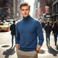 🔥Suéter de cuello alto premium de color liso para hombre con 50 % de descuento
