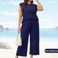 🌺Nieuwe artikelen 2025 - 50% KORTING🌺Dames Casual Set: Mouwloze Top & Broek met Wijde Pijpen