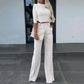 🔥Nieuw binnen 50% KORTING🎁Dames Twee-delige Set: Elegante Crop Top & Wijde Broek