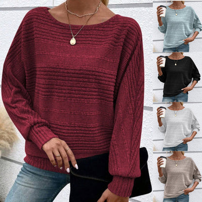 💜 LAATSTE DAG PROMOTIE - 50% KORTING 💜Effen gestreepte top met ronde hals en lange mouwen