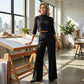 🔥Nieuw binnen 50% KORTING🎁Dames Twee-delige Set: Elegante Crop Top & Wijde Broek