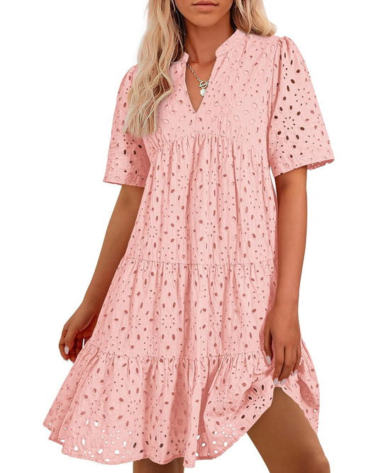 ⏰2025 Hot Sale -49% korting⏰ Elegante, holle, kanten, geplooide, casual mini-jurk voor dames