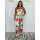 🔥Nieuw binnen - 50% korting💝Dames set: Exotische top met spaghettibandjes en print & losse broek (2-delig)