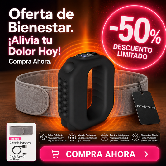 🏆Anillo de masaje eléctrico de 5 velocidades con correa ajustable – relajación y bienestar al alcance de tus dedos | Intensidad regulable y ajuste cómodo🌿👑