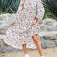 🌸Lentespecials - 50% korting💐 Dames Bohemian Midi-jurk met lange mouwen en V-hals