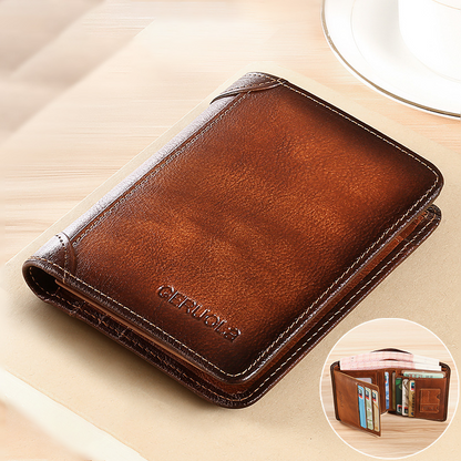 👝🔥 ¡OFERTA 50% OFF! Cartera Tríptico RFID para Hombre – Piel Genuina de Primera Calidad, Gran Capacidad y Protección Antirrobo 💳✨