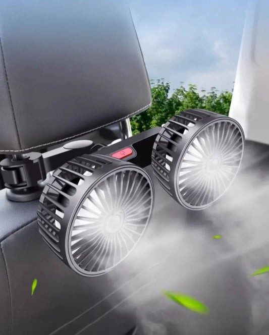 Autostoelrugkoeler met USB-oplaadfunctie, dubbele ventilator, 360 graden draaibaar, draagbare koelbox, 3 snelheden, superwind, auto-accessoires