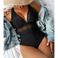 💃Vakantieaanbieding 49% KORTING💃Contrast Mesh Gerimpeld Eendelig Badpak Voor Dames