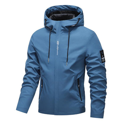 🔥50% DE DESCUENTO🔥Chaqueta con capucha para hombre, color liso, impermeable, cortavientos, con cordón y cremallera