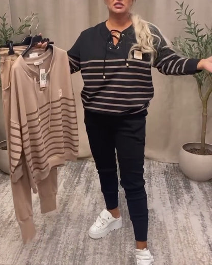 ✨Nieuw gelanceerd in 2025✨Casual gestreepte enkelsportpakjes uit twee delen