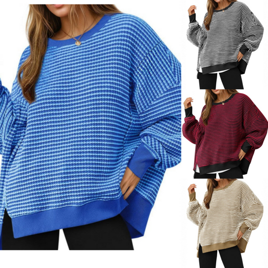 🔥Nieuwste modellen met 50% korting - Casual Crewneck Color-Blocked Sweatshirt met Zijsplit