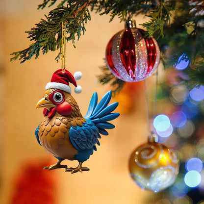 🎄12 Stuks🐓Kerstmuts kippen decoratie✨