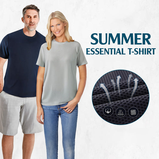 🔥Zomer Uitverkoop🔥Ademend Effen Kleur Kort Mouw Wafel T-shirt
