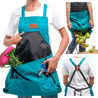 🔥Laatste dag speciale aanbieding 50% KORTING💕Cross Back tuinschort met diepe kangoeroezakken