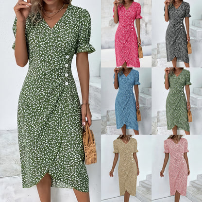 🌷Lente pre-sale 49% KORTING🍃Dames casual jurk wikkeljurk bloemenjurk