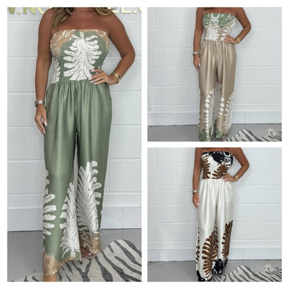 Sexy zomerprint losvallende strapless jumpsuit voor dames💖HOT SALE-50% KORTING