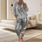 2-delige damesset: gouden Devil's Eye-top en broek verfraaid met pailletten
