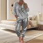 2-delige damesset: gouden Devil's Eye-top en broek verfraaid met pailletten