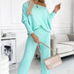 💖💦Damesset met effen kleur Drop Shoulder Pullover en losse broek