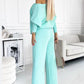 💖💦Damesset met effen kleur Drop Shoulder Pullover en losse broek