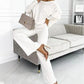 💖💦Damesset met effen kleur Drop Shoulder Pullover en losse broek