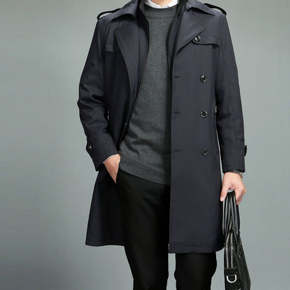 Heren casual trenchcoat met rits en afneembare voering