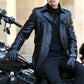 Heren PU leren double-breasted trenchcoat