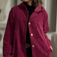Oversized Corduroy-jas met capuchon en knoopsluiting voor dames