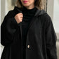 Oversized Corduroy-jas met capuchon en knoopsluiting voor dames