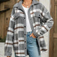 Casual Sherpa Plaid-jas met lange mouwen en knoopsluiting voor dames