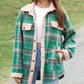 Casual Sherpa Plaid-jas met lange mouwen en knoopsluiting voor dames