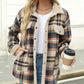 Casual Sherpa Plaid-jas met lange mouwen en knoopsluiting voor dames