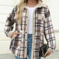 Casual Sherpa Plaid-jas met lange mouwen en knoopsluiting voor dames