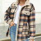 Casual Sherpa Plaid-jas met lange mouwen en knoopsluiting voor dames