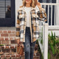 Casual Sherpa Plaid-jas met lange mouwen en knoopsluiting voor dames