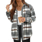 Casual Sherpa Plaid-jas met lange mouwen en knoopsluiting voor dames