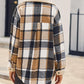 Casual Sherpa Plaid-jas met lange mouwen en knoopsluiting voor dames
