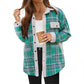 Casual Sherpa Plaid-jas met lange mouwen en knoopsluiting voor dames