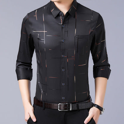 👔 Camisa Fina sin Planchado para Hombre – Elegante, Cómoda y Perfecta para Otoño e Invierno ✨❄️