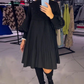Dames Plus Size Lantaarn Mouw Opstaande Kraag Jurk