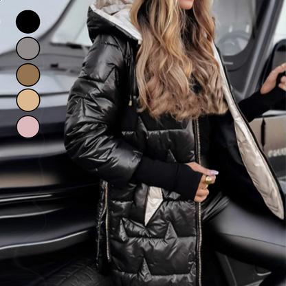 🔥Wintervoorverwarming vooraf - speciale aanbieding🔥Dames Winter Warme Gewatteerde Jas met Capuchon en Middellange Lengte