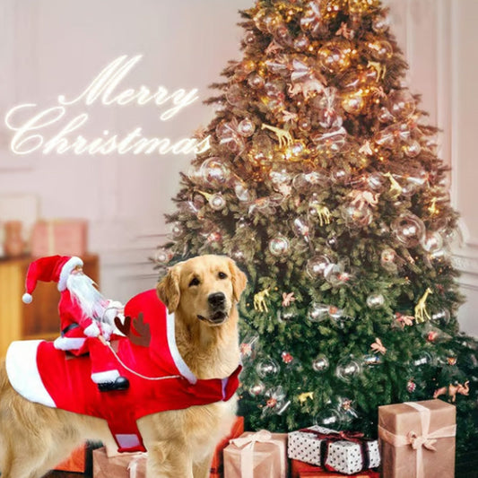 Kerstman Rijdend Hondenkostuum voor Kerstmis