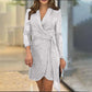 Mode sexy lovertjes effen kleur taille jurk voor dames